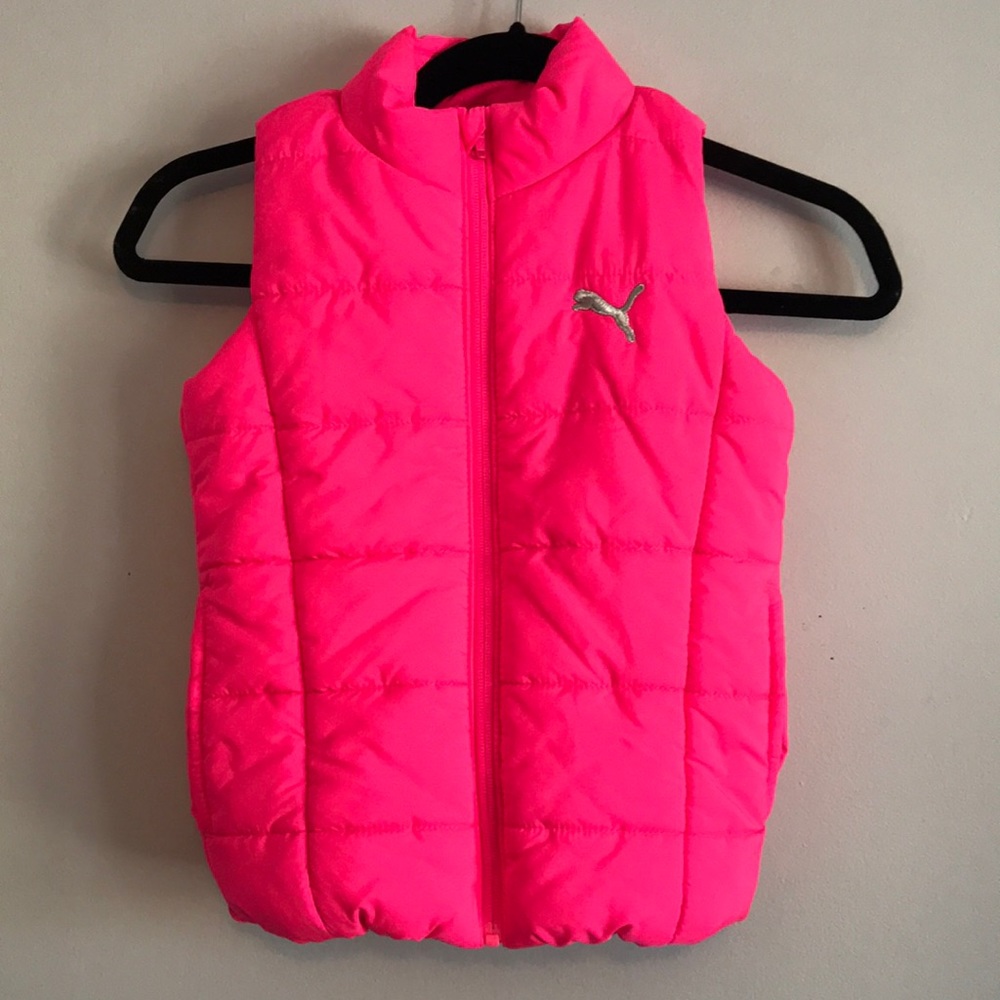 Girls hot pink puffer vest size xs (5-6) like new